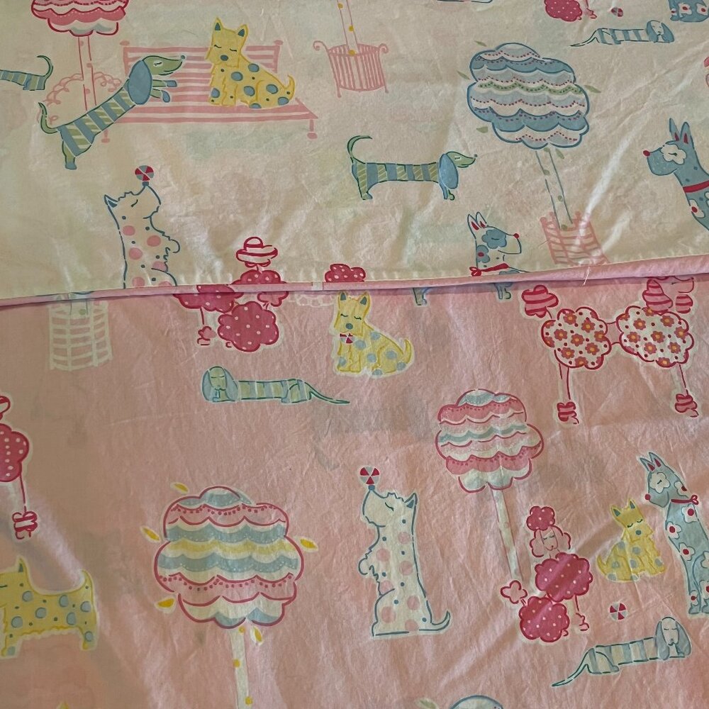 Pottery Barn Kids Reversible TWIN Duvet Cover 100% Cotton Posh Dogs Poodles